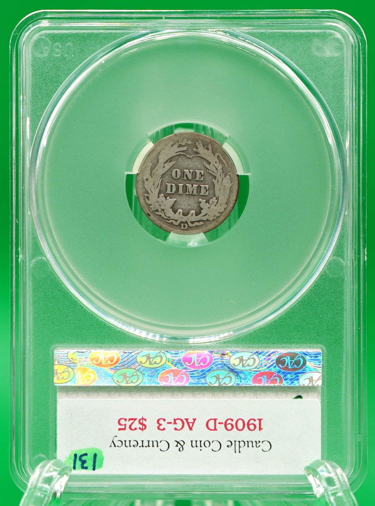 1909-D Barber Dime AG 03 CAC (131)