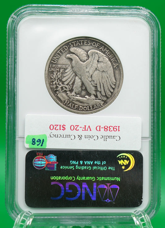 1938-D Walking Liberty Half VF 20 NGC (168)