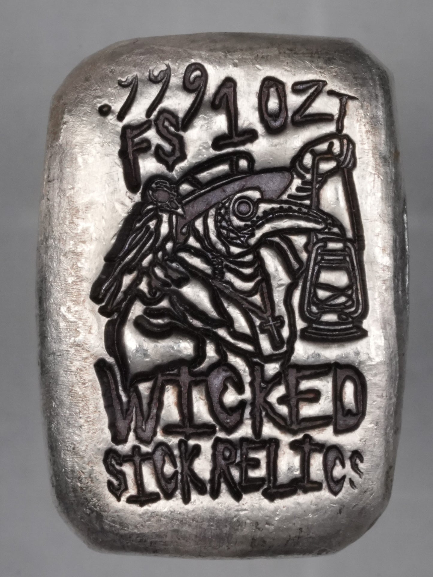 1 oz Silver Poured Bar - Wicked Sick Relic (26)