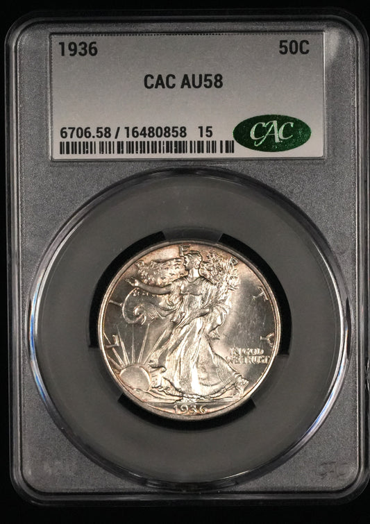 1936 Walking Liberty Half Dollar AU 58 CAC (14)