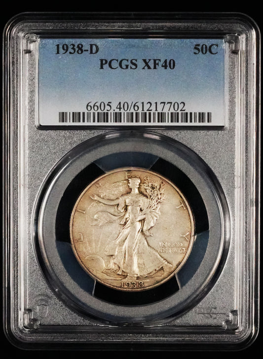 1938-D Walking Liberty Half Dollar XF 40 PCGS (16)