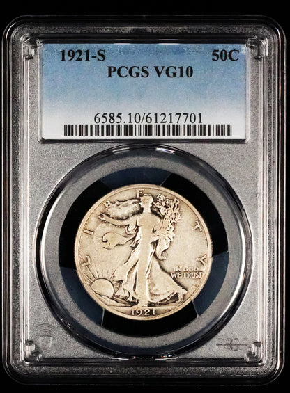1921-S Walking Liberty Half Dollar VG 10 PCGS (17)