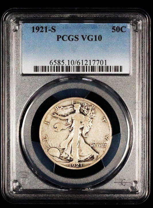 1921-S Walking Liberty Half Dollar VG 10 PCGS (17)