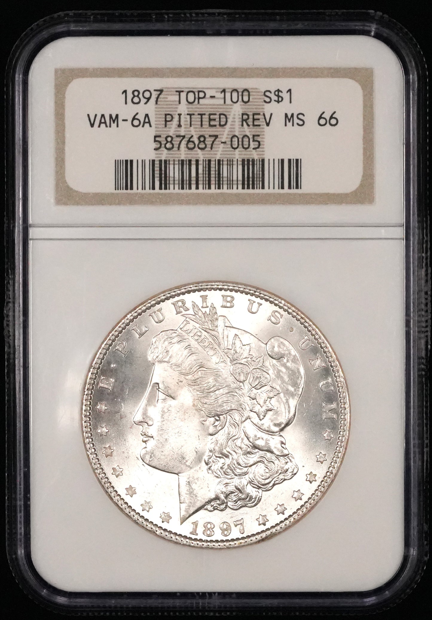 1897 Top 100 VAM-6A PITTED REV MS 66 NGC (53)