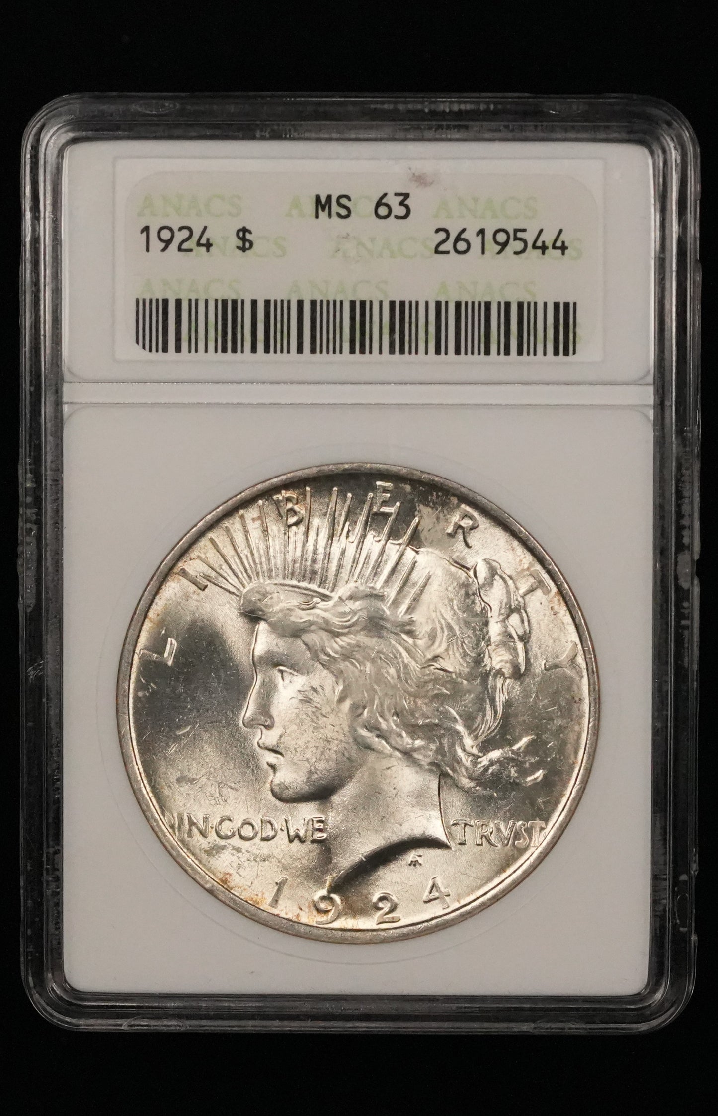 1924 Peace Dollar ANACS MS 63 (54)
