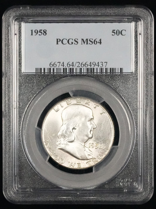 1958 Benjamin Franklin Half Dollar MS 64 PCGS (60)