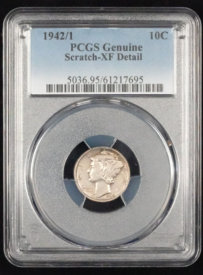 1942/1 Mercury Dime Scratch-XF Details PCGS (65)