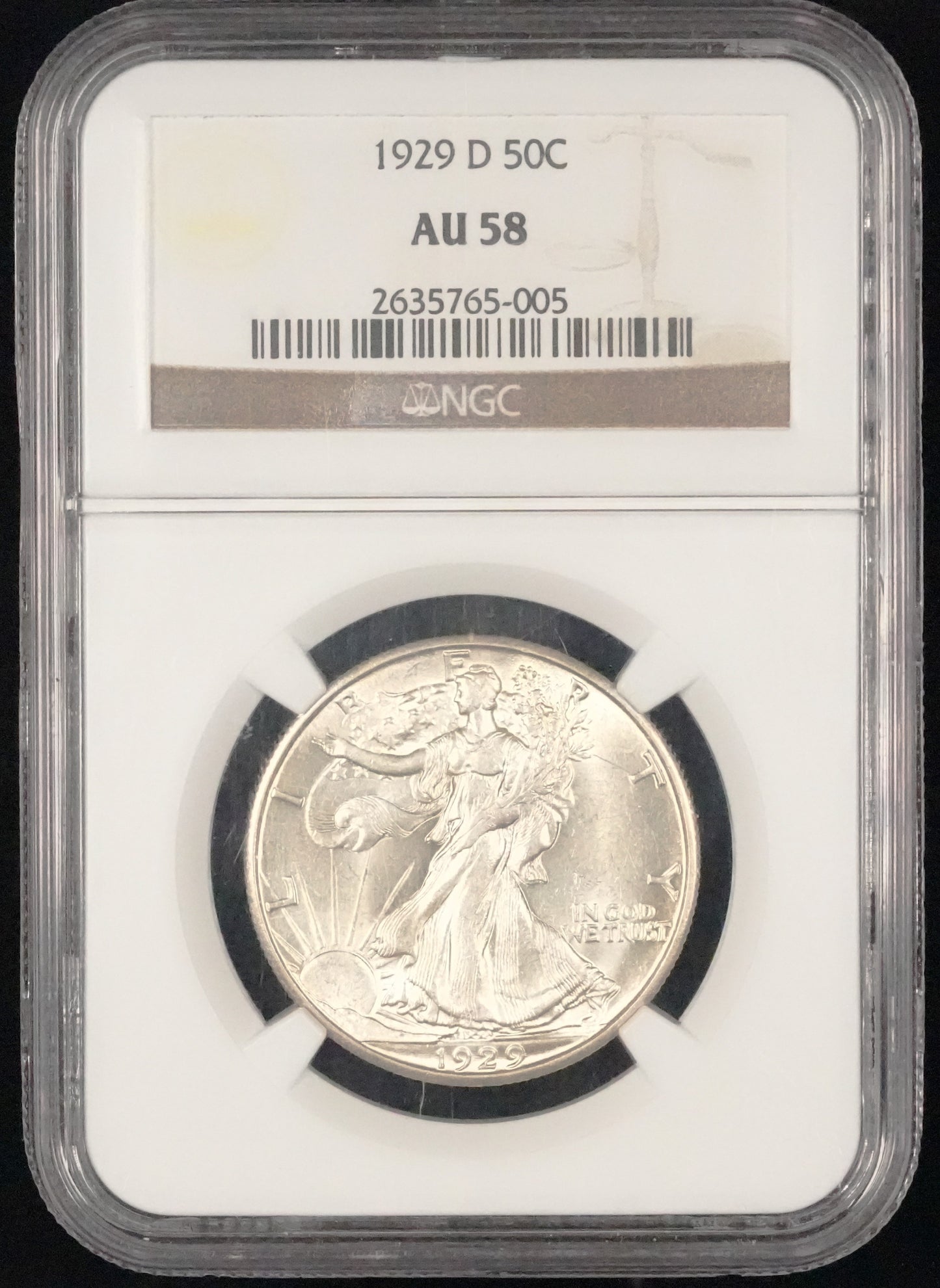 1929-D Walking Liberty Half Dollar AU 58 (69)