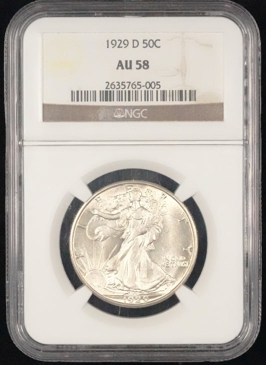 1929-D Walking Liberty Half Dollar AU 58 (69)