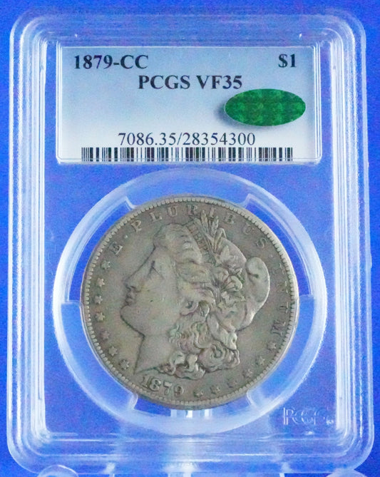 1879-CC Morgan Dollar PCGS Graded VF-35 w/ CAC Sticker (85)