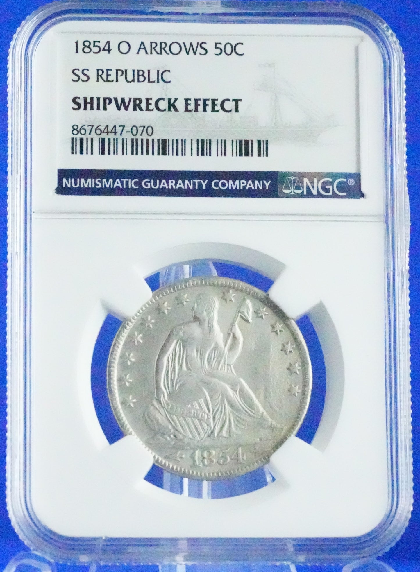 1854-O Seated Liberty Half - SS REPUBLIC SHIPWRECK (91)