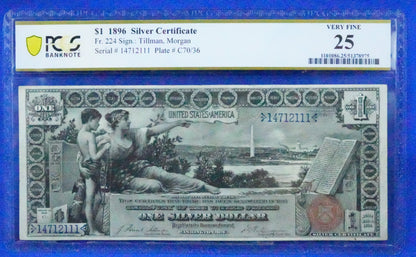 1896 $1 Eduation Note PCGS Graded VF-25 (96)