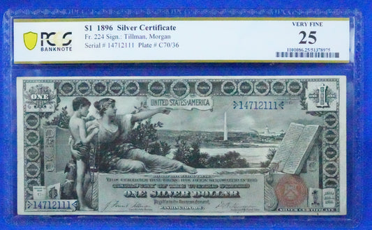 1896 $1 Eduation Note PCGS Graded VF-25 (96)
