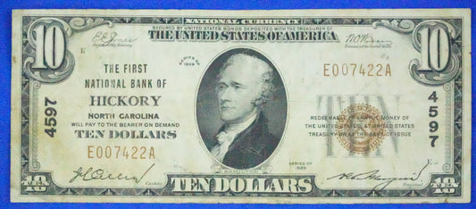1929 $10 National Note - Hickory, NC (98)