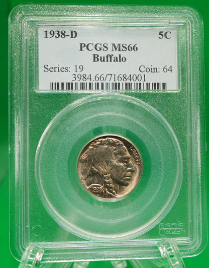 1938-D Buffalo Nickel MS 66 PCGS (123)