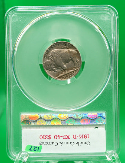 1914-D Buffalo Nickel XF 40 CAC (127)