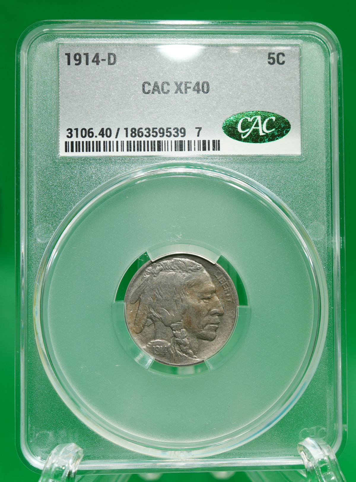 1914-D Buffalo Nickel XF 40 CAC (127)