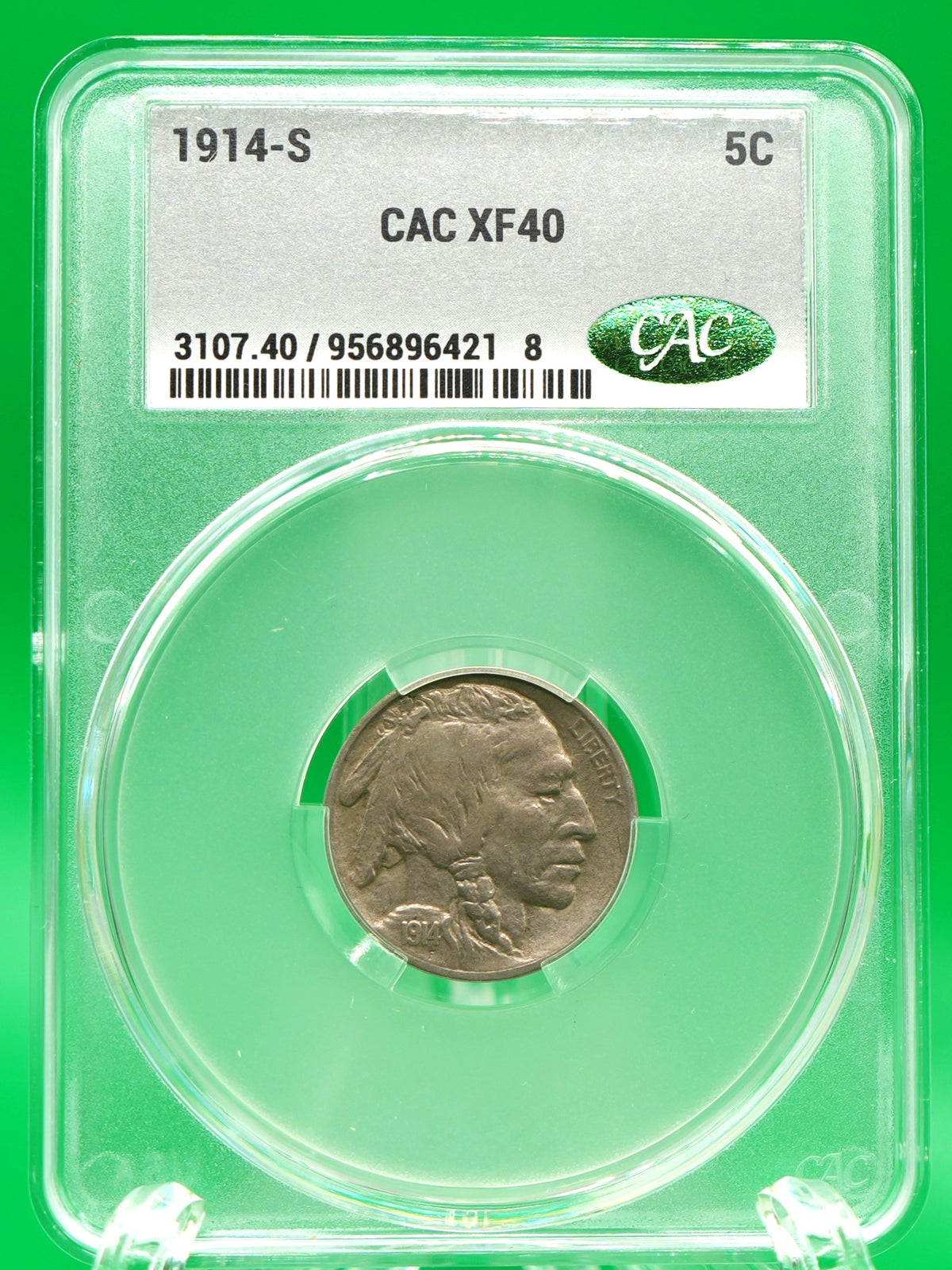 1914-S Buffalo Nickel XF 40 CAC (128)