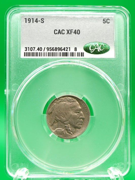 1914-S Buffalo Nickel XF 40 CAC (128)