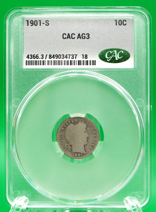 1901-S Barber Dime AG 03 CAC (129)