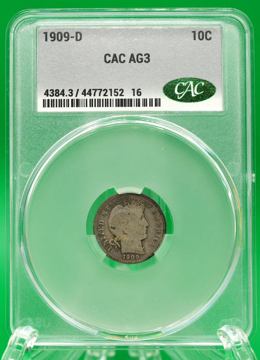 1909-D Barber Dime AG 03 CAC (131)