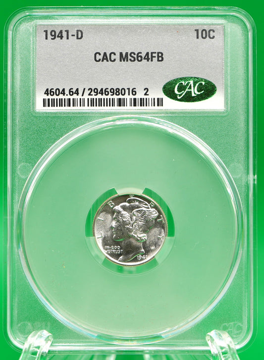 1941-D Mercury Dime MS 64 FB CAC (137)