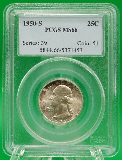 1950-S Washington Quarter MS 66 PCGS (140)