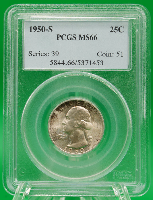 1950-S Washington Quarter MS 66 PCGS (140)