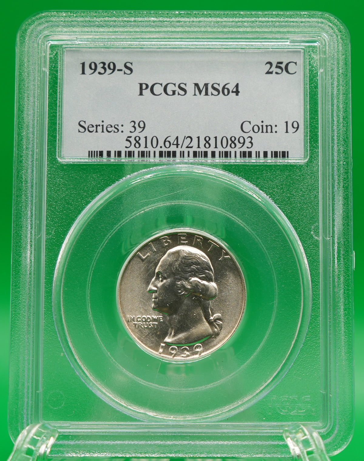 1939-S Washington Quarter MS 64 PCGS (144)