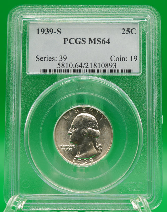 1939-S Washington Quarter MS 64 PCGS (144)