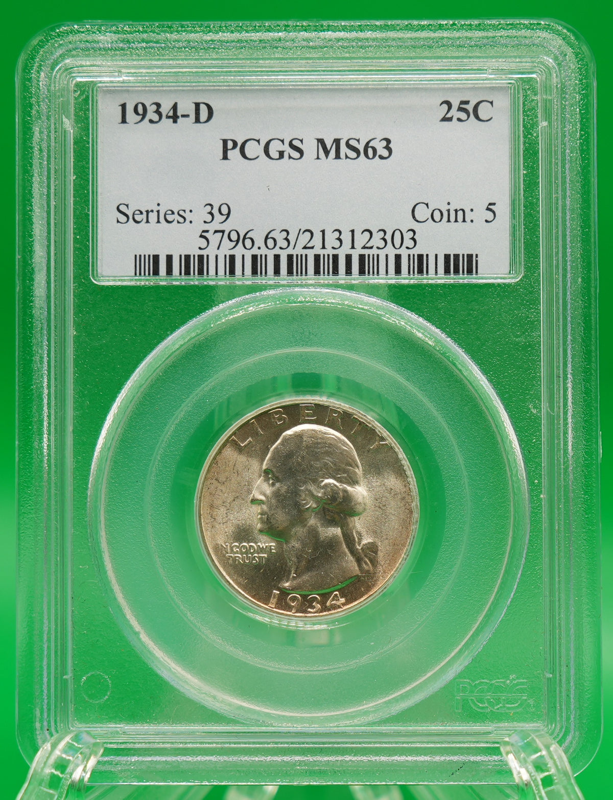 1934-D Washington Quarter MS 63 PCGS (146)