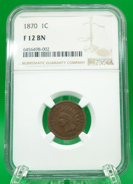 1870 Indian Head Cent F 12 BN NGC (152)
