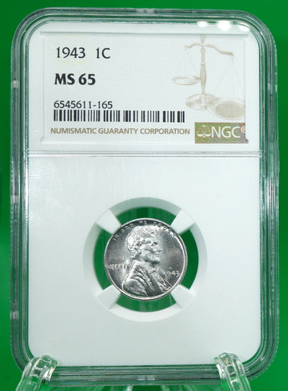 1943 Lincoln Steel Cent MS 65 NGC (153)