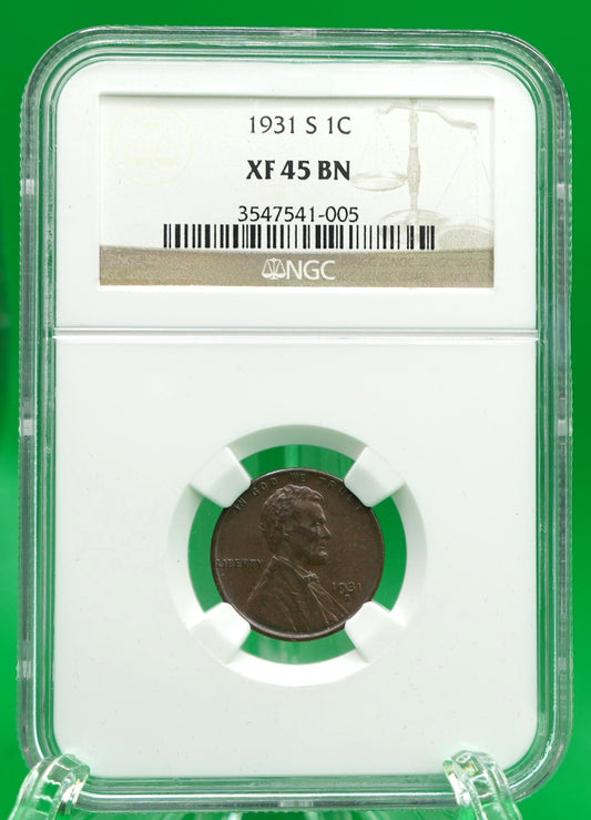 1931-S Lincoln Cent XF 45 BN NGC (154)