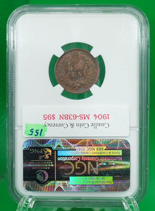 1904 Indian Head Cent MS 63 BN NGC (155)