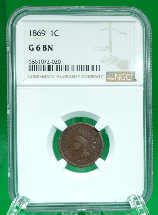 1869 Indian Head Cent G 06 BN NGC (157)