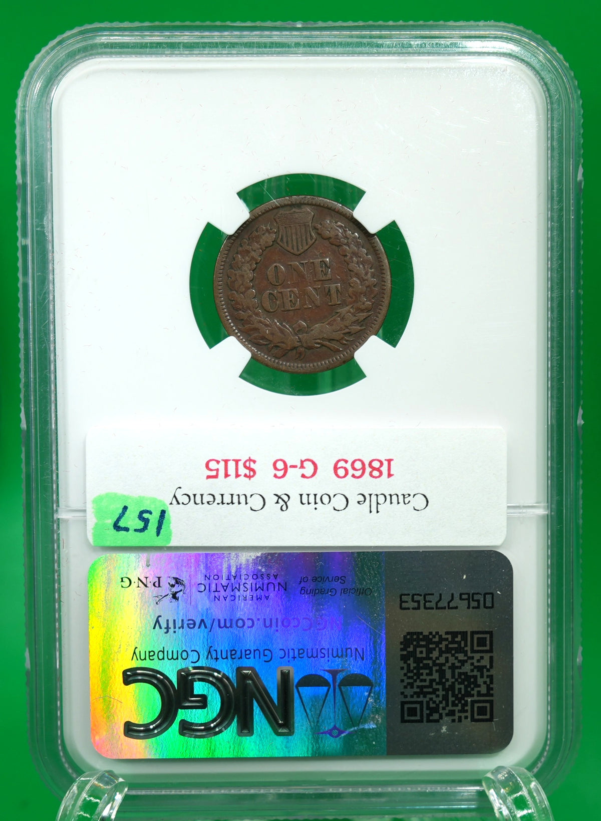 1869 Indian Head Cent G 06 BN NGC (157)