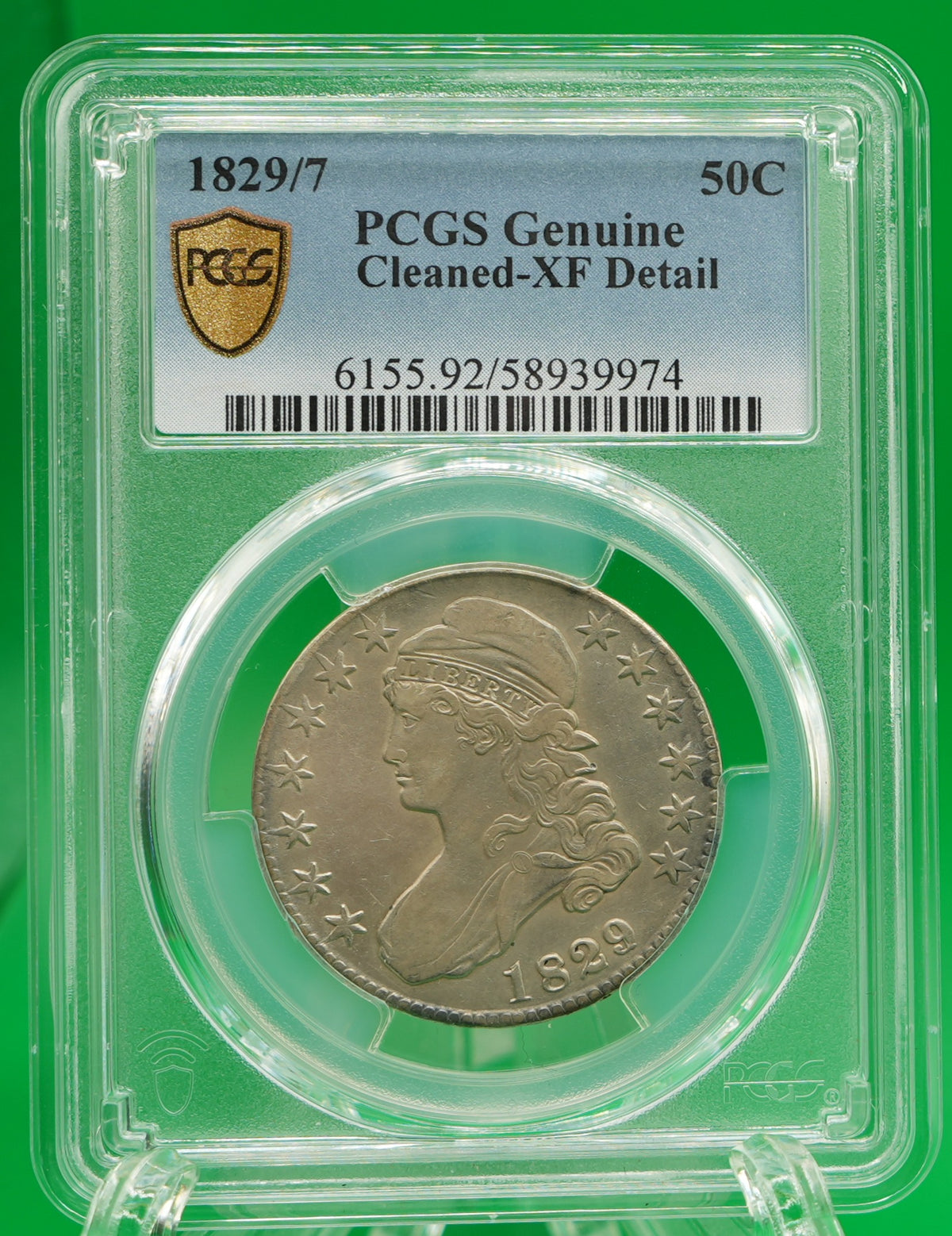 1829/7 Capped Bust Half XF Detail Cleaned PCGS (160)