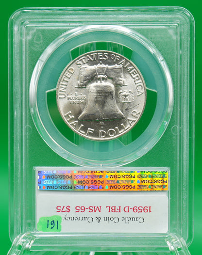 1959-D Franklin Half MS 65 FBL PCGS (161)