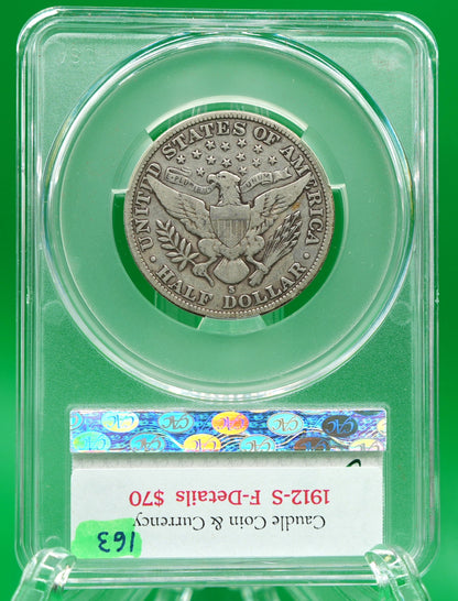 1912-S Barber Half F Details CAC (163)