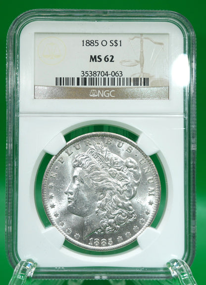 1885-O Morgan Dollar MS 62 NGC (179)