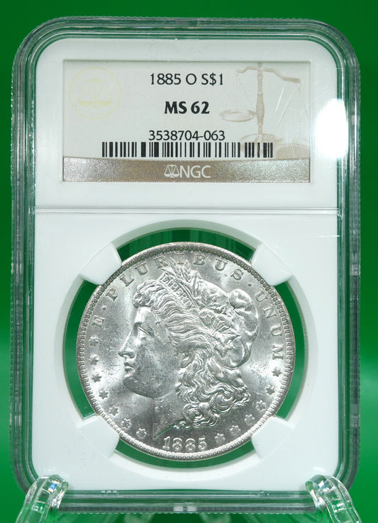 1885-O Morgan Dollar MS 62 NGC (179)