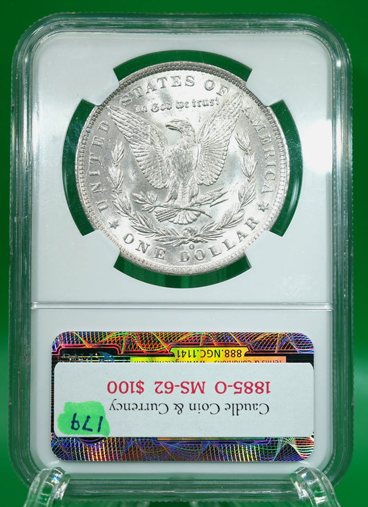 1885-O Morgan Dollar MS 62 NGC (179)