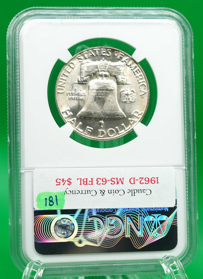 1962-D Franklin Half MS 63 FBL NGC (181)