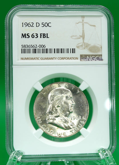 1962-D Franklin Half MS 63 FBL NGC (181)