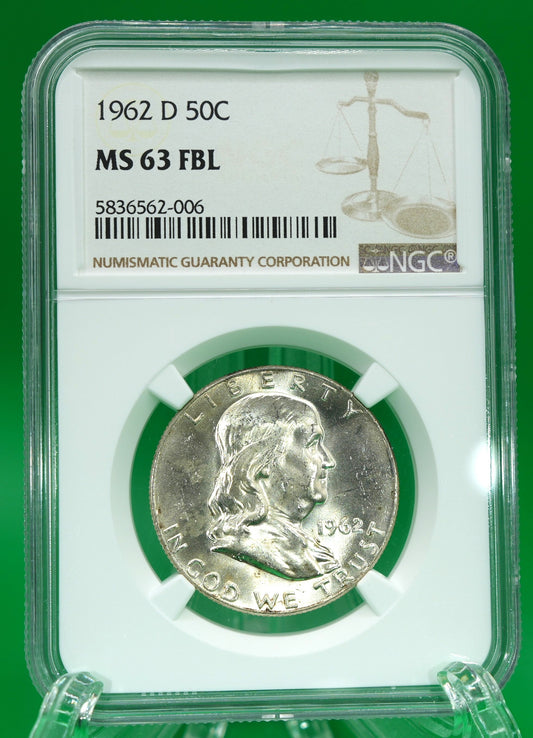 1962-D Franklin Half MS 63 FBL NGC (181)