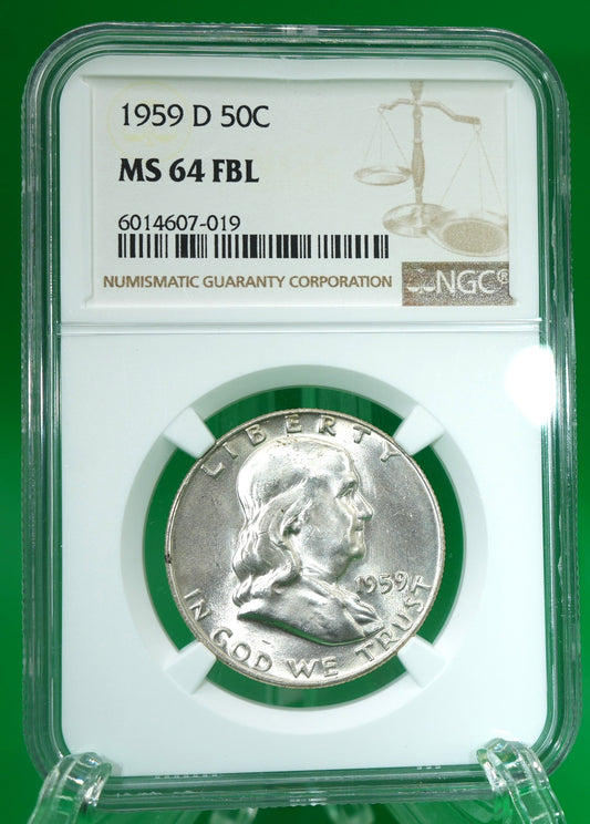1959-D Franklin Half MS 64 FBL NGC (183)