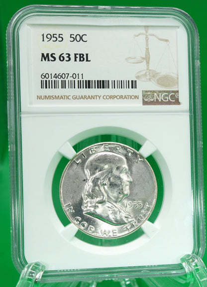 1955 Franklin Half MS 63 FBL NGC (185)