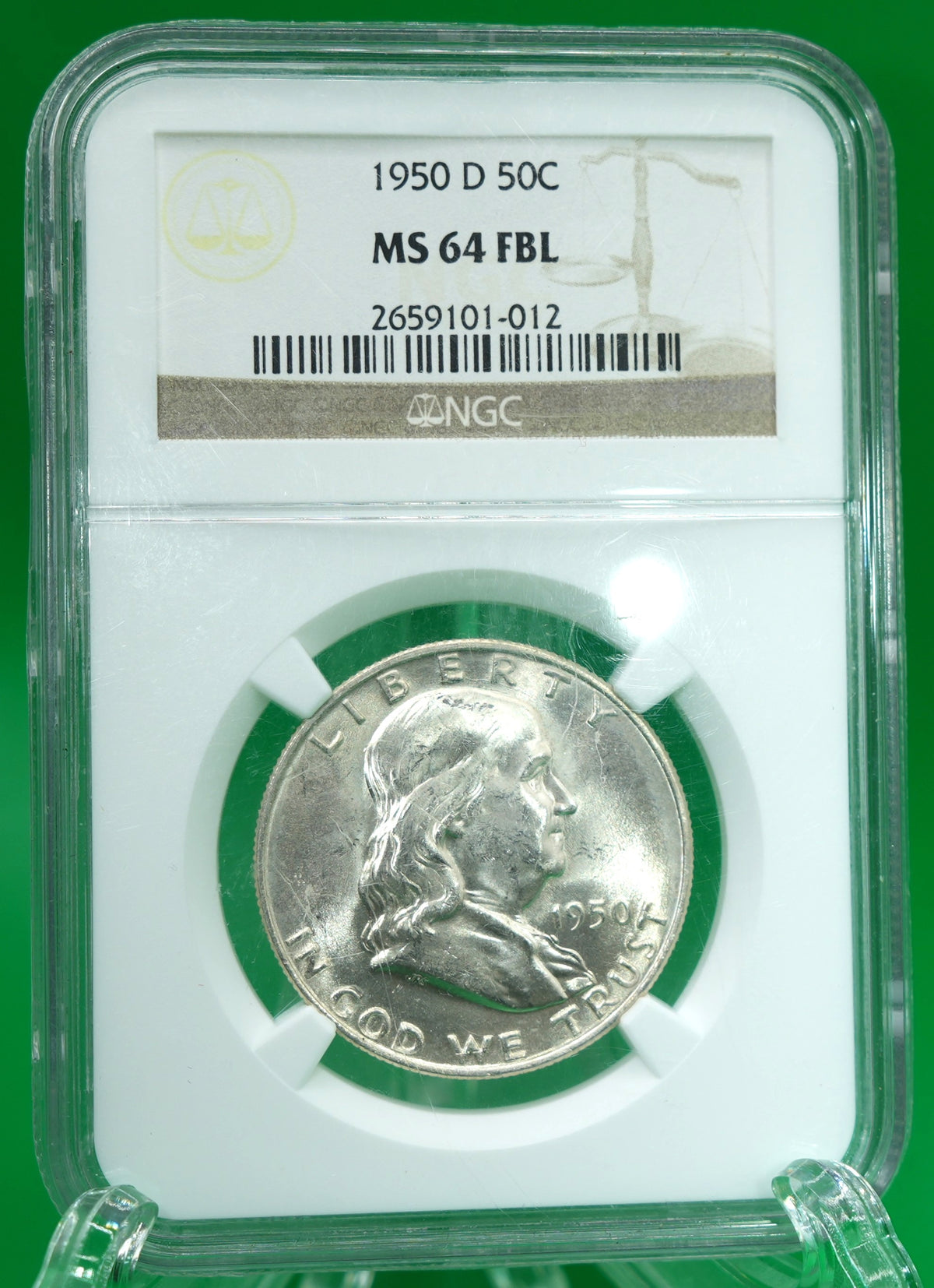 1950-D Franklin Half MS 64 FBL NGC (186)