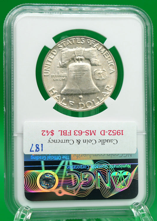 1952-D Franklin Half MS 63 FBL NGC (187)